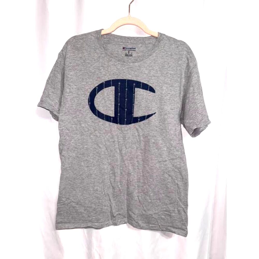 Champion Men's Big C Logo Graphic T-Shirt in Gray-Size Medium